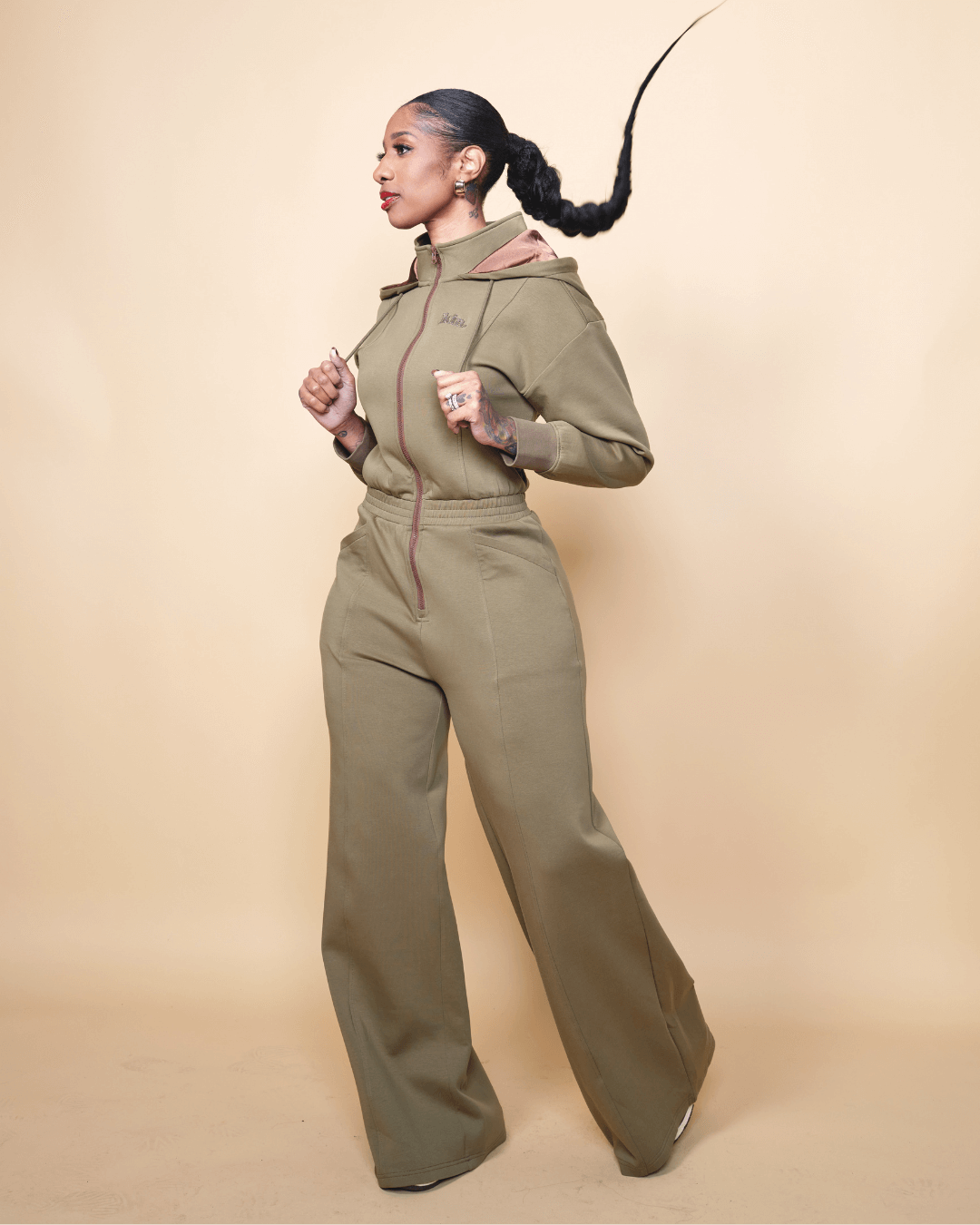 Green Satin Lined Jumpsuit